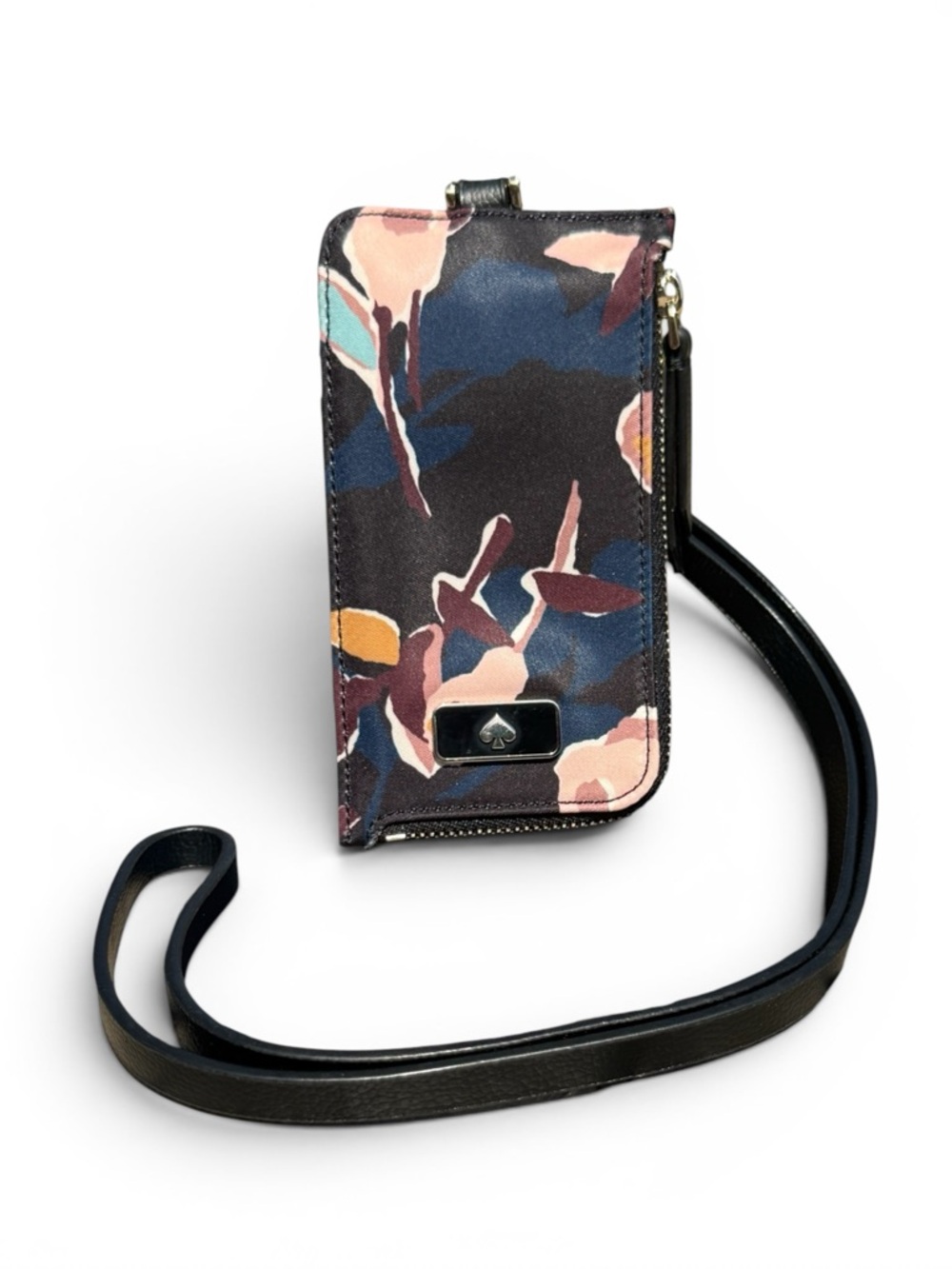 kate spade Floral Print Crossbody Card & Key Holder in Navy, Pink, Black new